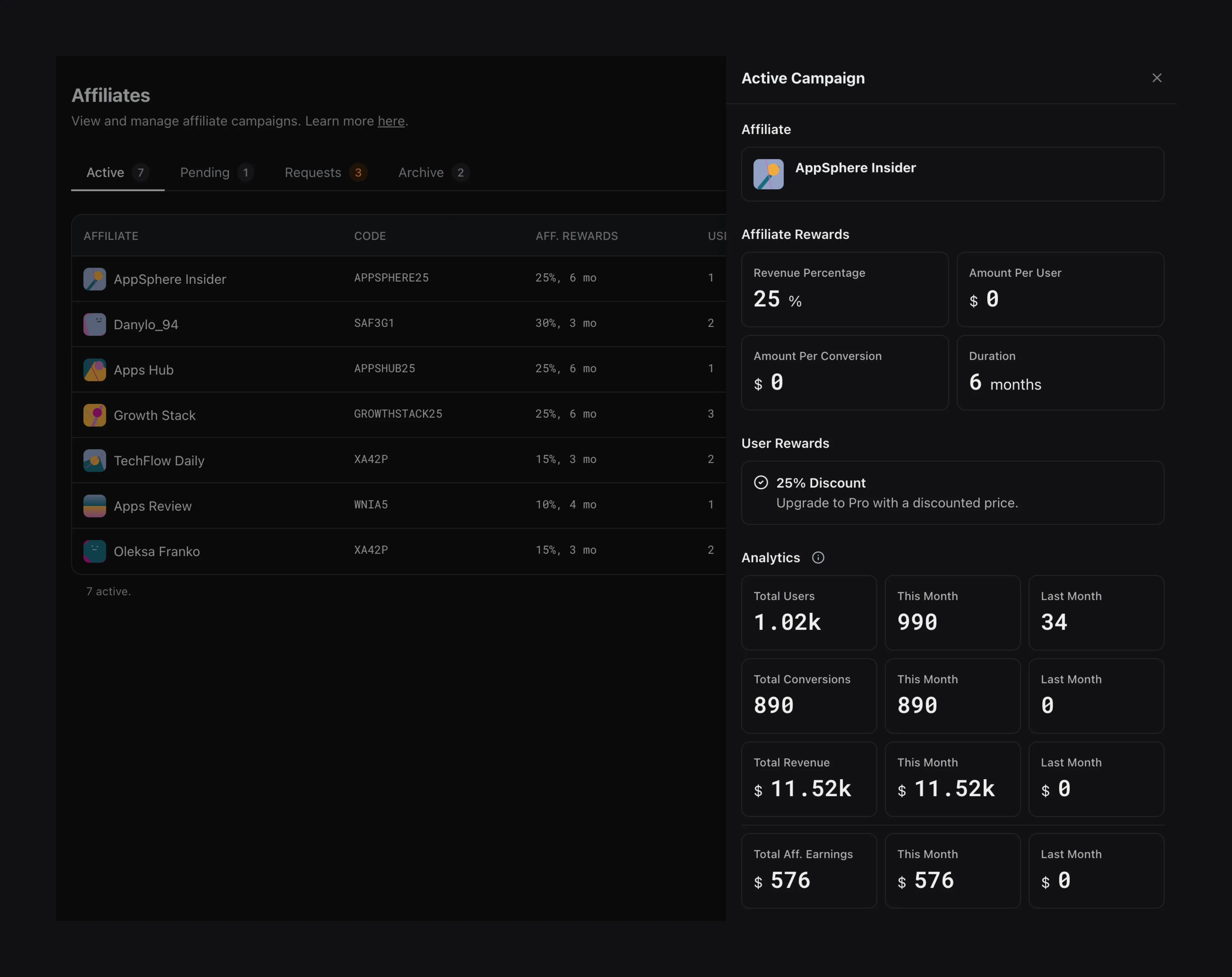 Affiliates Active Preview