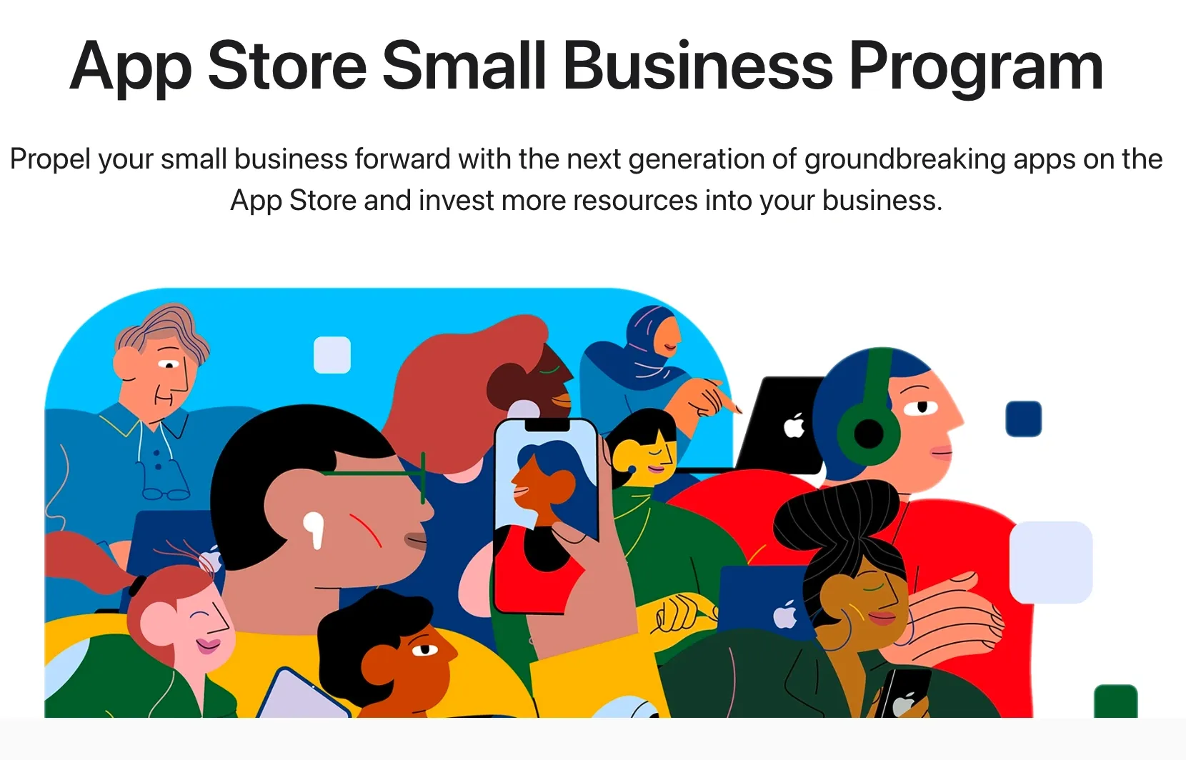 The App Store Small Business Program page on Apple's developer site