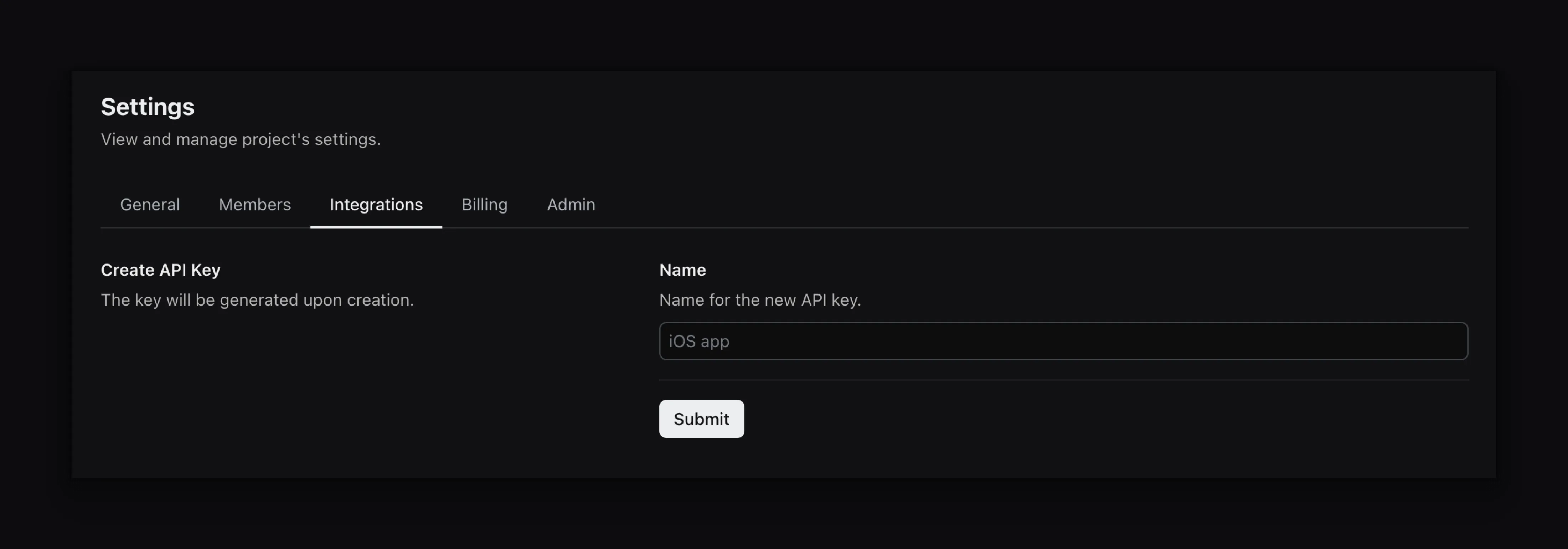Create api keys